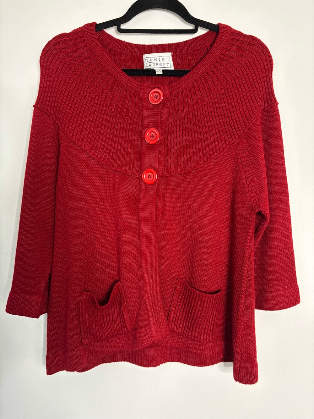 Red Ribbed Button-Front Cardigan - Picture 7 of 8